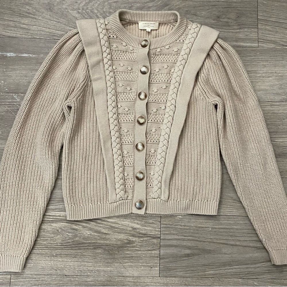 Sezane Beige Knit Cardigan